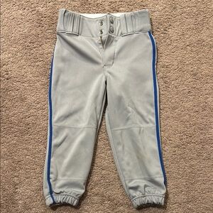 Youth Gray Baseball Pants with Blue Stripe